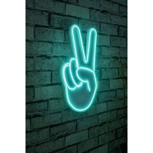 Decoratiune luminoasa LED, Victory Sign, Benzi flexibile de neon, DC 12 V, Albastru imagine