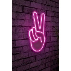 Decoratiune luminoasa LED, Victory Sign, Benzi flexibile de neon, DC 12 V, Roz imagine