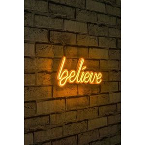 Decoratiune luminoasa LED, Believe, Benzi flexibile de neon, DC 12 V, Galben imagine