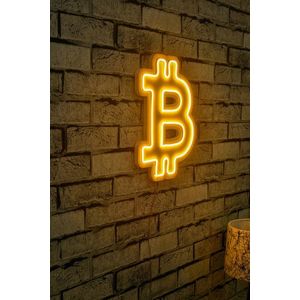 Decoratiune luminoasa LED, Bitcoin, Benzi flexibile de neon, DC 12 V, Galben imagine