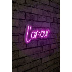 Decoratiune luminoasa LED, L'amour, Benzi flexibile de neon, DC 12 V, Roz imagine