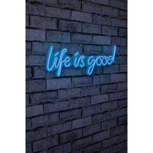 Decoratiune luminoasa LED, Life Is Good, Benzi flexibile de neon, DC 12 V, Albastru imagine