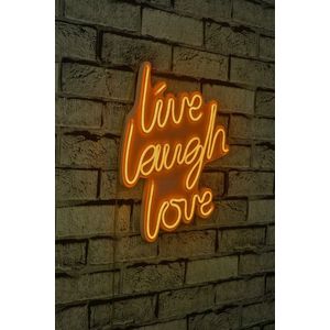 Decoratiune luminoasa LED, Live Laugh Love, Benzi flexibile de neon, DC 12 V, Galben imagine