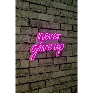 Decoratiune luminoasa LED, Never Give Up, Benzi flexibile de neon, DC 12 V, Roz imagine