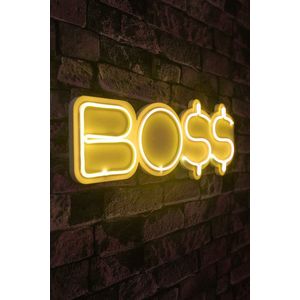 Decoratiune luminoasa LED, BOSS, Benzi flexibile de neon, DC 12 V, Galben imagine