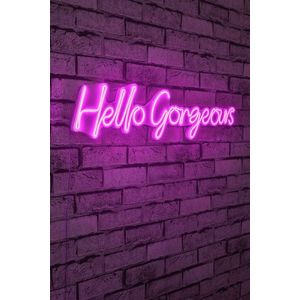 Decoratiune luminoasa LED, Hello Gorgeous, Benzi flexibile de neon, DC 12 V, Roz imagine