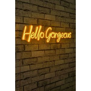 Decoratiune luminoasa LED, Hello Gorgeous, Benzi flexibile de neon, DC 12 V, Galben imagine