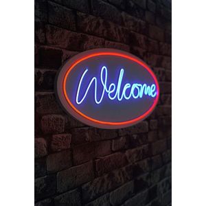 Decoratiune luminoasa LED, Welcome, Benzi flexibile de neon, DC 12 V, Rosu albastru imagine