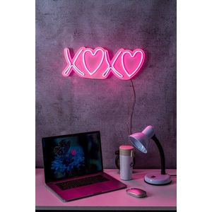 Decoratiune luminoasa LED, Tic Tac Toe XoXo, Benzi flexibile de neon, DC 12 V, Roz imagine