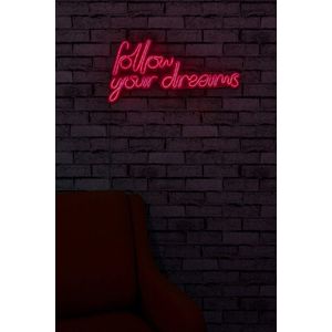 Decoratiune luminoasa LED, Follow Your Dreams, Benzi flexibile de neon, DC 12 V, Rosu imagine