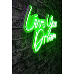 Decoratiune luminoasa LED, Live Your Dream, Benzi flexibile de neon, DC 12 V, Verde imagine