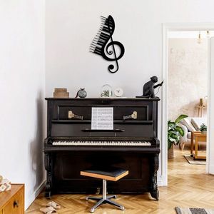 Decoratiune de perete, Musical, Metal, Dimensiune: 42 x 69 cm, Negru imagine