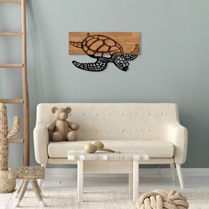 Decoratiune de perete, Caretta Caretta , 50% lemn/50% metal, Dimensiune: 58 x 3 x 32 cm, Nuc negru imagine