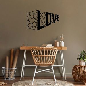 Decoratiune de perete, Love 4, Metal, Dimensiune: 68 x 42 cm, Negru imagine