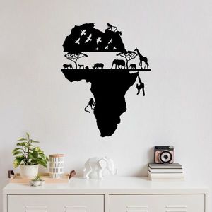 Decoratiune de perete, Animal World Of Africa, Metal, Dimensiune: 58 x 73 cm, Negru imagine