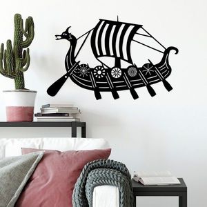 Decoratiune de perete, Viking, Metal, Dimensiune: 70 x 45 cm, Negru imagine