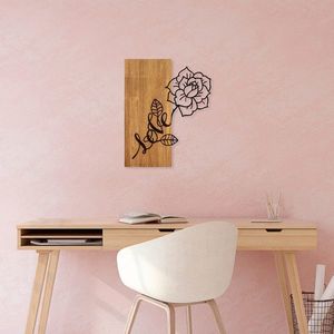 Decoratiune de perete, Rose Love, Lemn/metal, Dimensiune: 47 x 58 cm, Nuc / Negru imagine