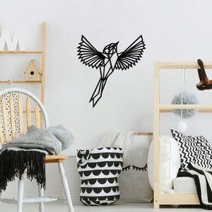 Decoratiune de perete, King Bird, Metal, Dimensiune: 70 x 75 cm, Negru imagine