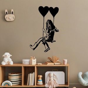 Decoratiune de perete, Banksy Art, Metal, Dimensiune: 50 x 79 cm, Negru imagine