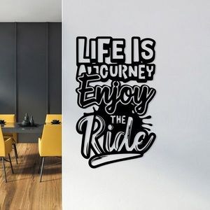 Decoratiune de perete, Lıfe Is A Journey Enjoy The Ride, Metal, Dimensiune: 42 x 70 cm, Negru imagine