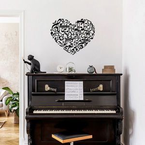 Decoratiune de perete, Musical Love, Metal, Dimensiune: 70 x 57 cm, Negru imagine