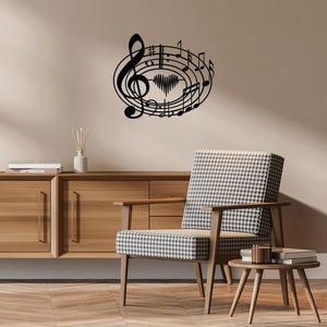 Decoratiune de perete, World Of Music, Metal, Dimensiune: 70 x 59 cm, Negru imagine