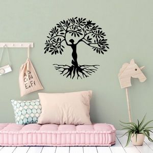 Decoratiune de perete, Woman Tree, Metal, Dimensiune: 69 x 66 cm, Negru imagine