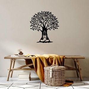 Decoratiune de perete, Yoga 4, Metal, Dimensiune: 64 x 70 cm, Negru imagine