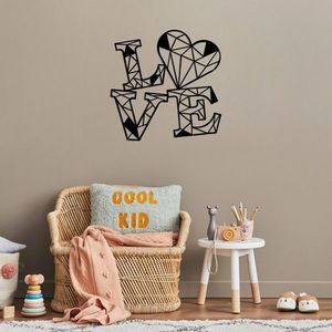 Decoratiune de perete, Love, Metal, Dimensiune: 68 x 68 cm, Negru imagine