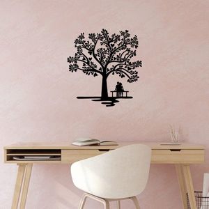 Decoratiune de perete, Romance Under The Tree, Metal, Dimensiune: 66 x 69 cm, Negru imagine