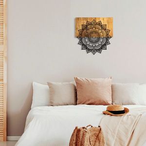 Decoratiune de perete, Mandala 4, 50% lemn/50% metal , Dimensiune: 59 x 58 x 3 cm, Negru imagine