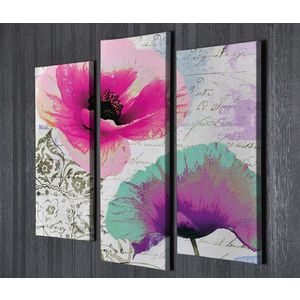 Set 3 tablouri decorative, UC047, Canvas, 45 x 20 cm, Multicolor imagine