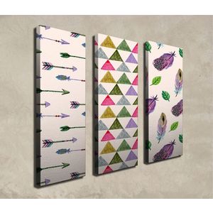 Set 3 tablouri decorative, CU09, Canvas, 20 x 70 cm, 3 piese, Multicolor imagine