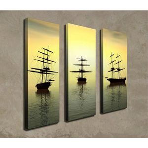 Set 3 tablouri decorative, CU03, Canvas, 20 x 70 cm, 3 piese, Multicolor imagine