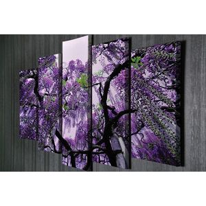 Set 5 tablouri decorative, BC042, Canvas, 70 x 20 cm, Multicolor imagine