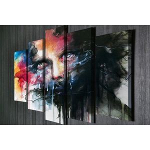 Set 5 tablouri decorative, BC044, Canvas, 70 x 20 cm, Multicolor imagine