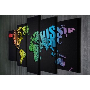 Set 5 tablouri decorative, BC61, Canvas, 70 x 20 cm, Multicolor imagine