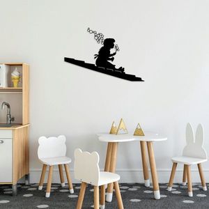 Decoratiune de perete, Banksy, Metal, Dimensiune: 47 x 70 cm, Negru imagine