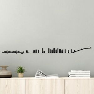 Decoratiune de perete, Montreal Skyline, Metal, Dimensiune: 120 x 0, 15 x 9 cm, Negru imagine