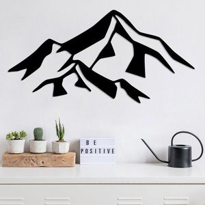 Decoratiune de perete, Mountain 1, Metal, Dimensiune: 80 x 40 cm, Negru imagine