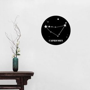 Decoratiune de perete, Caprıcorn Horoscope, Metal, Dimensiune: 48 x 48 cm, Negru imagine