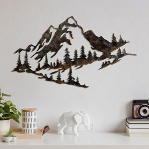 Decoratiune de perete, Mountain, Metal, 70 x 40 cm, Multicolor imagine