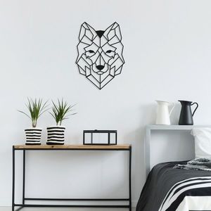 Decoratiune de perete, Wolf2, Metal, Dimensiune: 41 x 57 cm, Negru imagine