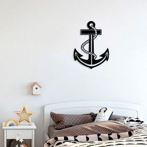 Decoratiune de perete, Anchor 3, Metal, Dimensiune: 48 x 60 cm, Negru imagine