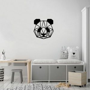 Decoratiune de perete, Panda, Metal, Dimensiune: 50 x 50 cm, Negru imagine