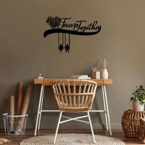 Decoratiune de perete, Forever Together, Metal, Dimensiune: 69 x 44 cm, Negru imagine