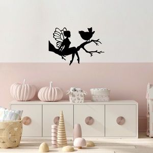 Decoratiune de perete, Fairy, Metal, Dimensiune: 70 x 48 cm, Negru imagine