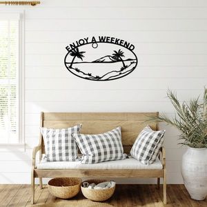 Decoratiune de perete, Enjoy A Weekend, Metal, Dimensiune: 70 x 43 cm, Negru imagine