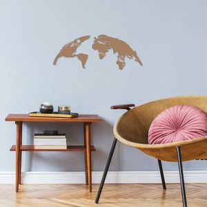 Decoratiune de perete, World Map Medium, Metal, Dimensiune: 120 x 47 cm, Cupru imagine