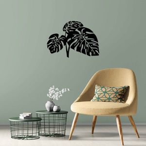 Decoratiune de perete, Leaves 9, Metal, Dimensiune: 70 x 49 cm, Negru imagine